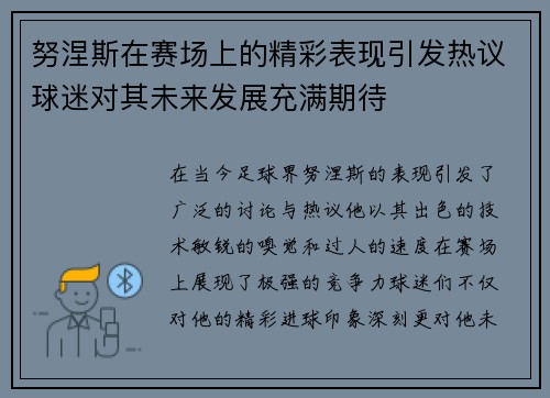 努涅斯在赛场上的精彩表现引发热议球迷对其未来发展充满期待