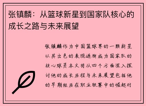 张镇麟：从篮球新星到国家队核心的成长之路与未来展望